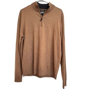 Nordstrom 100% Merino Wool 1/4 Zip Pullover Sweater Brown Size L